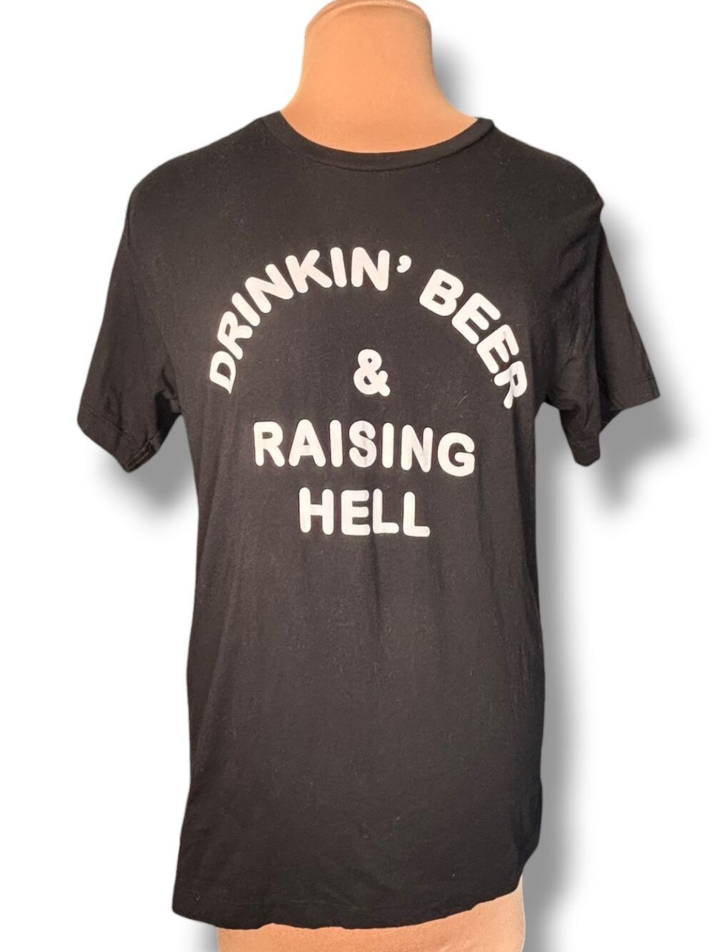 Rebel Soul Collective Drinkin Beer & Raising Hell Graphic Tee Black‎ Country Top
